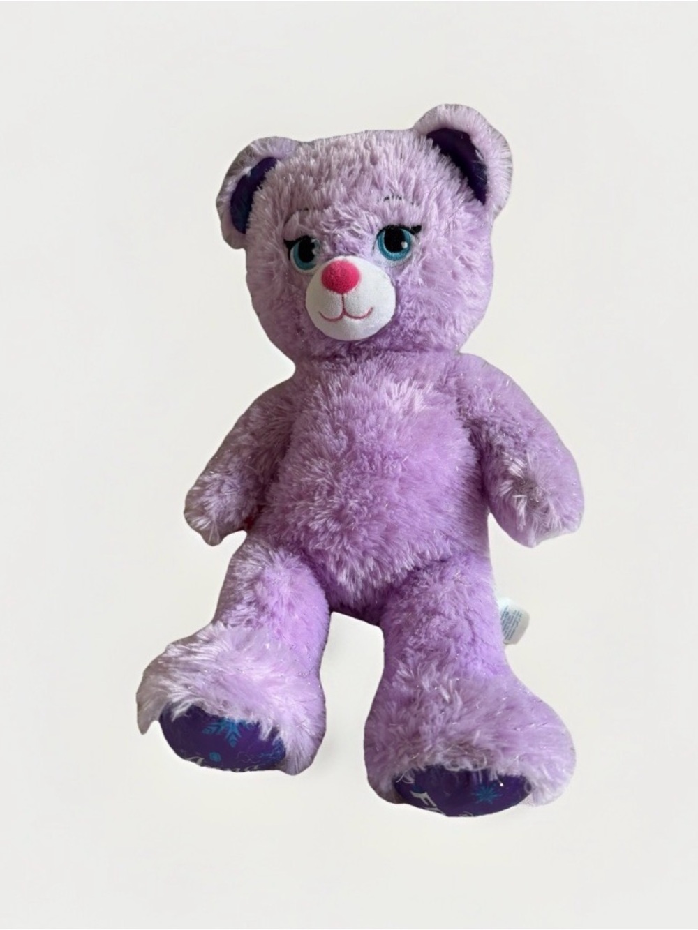 Build A Bear Disney Frozen Anna Purple Sparkle Teddy Bear Plush Tinsel Fur BAB